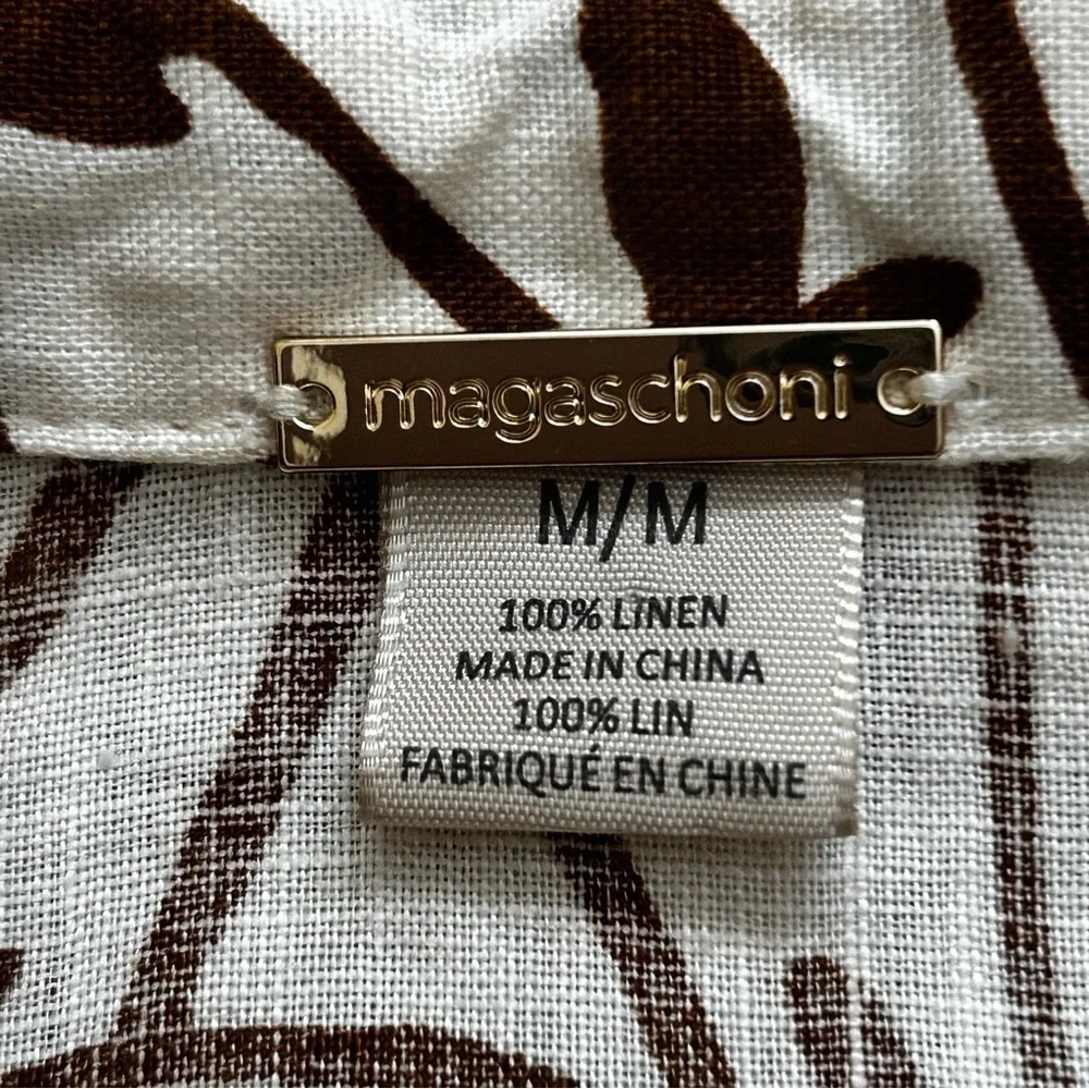 Magaschoni Linen Long Sleeve Button Down Crop Shirt - Picture 3 of 6